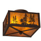 Meyda Lighting Tall Pines 15" 2-Light Cafe Noir Flush Mount Light With Amber Mica Shade Glass