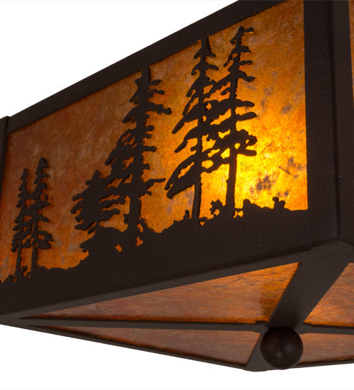 Meyda Lighting Tall Pines 15" 2-Light Cafe Noir Flush Mount Light With Amber Mica Shade Glass