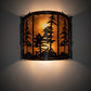 Meyda Lighting Tall Pines 15" 2-Light Dark Burnished Antique Copper Wall Sconce With Amber Mica Shade Glass