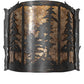 Meyda Lighting Tall Pines 15" 2-Light Dark Burnished Antique Copper Wall Sconce With Amber Mica Shade Glass