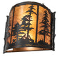 Meyda Lighting Tall Pines 15" 2-Light Dark Burnished Antique Copper Wall Sconce With Amber Mica Shade Glass