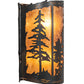 Meyda Lighting Tall Pines 15" 2-Light Dark Burnished Antique Copper Wall Sconce With Amber Mica Shade Glass