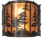 Meyda Lighting Tall Pines 15" 2-Light Dark Burnished Antique Copper Wall Sconce With Amber Mica Shade Glass