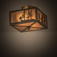 Meyda Lighting Tall Pines 15" 2-Light Industrial Steel Flush Mount Light With Silver Mica Shade Glass