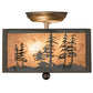 Meyda Lighting Tall Pines 15" 2-Light Industrial Steel Flush Mount Light With Silver Mica Shade Glass