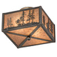 Meyda Lighting Tall Pines 15" 2-Light Industrial Steel Flush Mount Light With Silver Mica Shade Glass