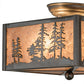 Meyda Lighting Tall Pines 15" 2-Light Industrial Steel Flush Mount Light With Silver Mica Shade Glass