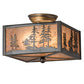 Meyda Lighting Tall Pines 15" 2-Light Industrial Steel Flush Mount Light With Silver Mica Shade Glass