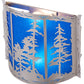 Meyda Lighting Tall Pines 15" 2-Light Nickel Wall Sconce With Blue Sapphire Idalight Shade