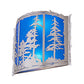 Meyda Lighting Tall Pines 15" 2-Light Nickel Wall Sconce With Blue Sapphire Idalight Shade