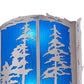 Meyda Lighting Tall Pines 15" 2-Light Nickel Wall Sconce With Blue Sapphire Idalight Shade