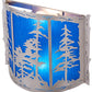 Meyda Lighting Tall Pines 15" 2-Light Nickel Wall Sconce With Sapphire Idalight Shade Glass