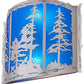 Meyda Lighting Tall Pines 15" 2-Light Nickel Wall Sconce With Sapphire Idalight Shade Glass