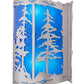 Meyda Lighting Tall Pines 15" 2-Light Nickel Wall Sconce With Sapphire Idalight Shade Glass