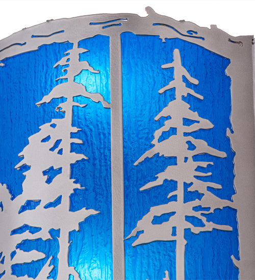 Meyda Lighting Tall Pines 15" 2-Light Nickel Wall Sconce With Sapphire Idalight Shade Glass
