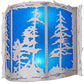 Meyda Lighting Tall Pines 15" 2-Light Nickel Wall Sconce With Sapphire Idalight Shade Glass