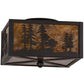 Meyda Lighting Tall Pines 15" 2-Light Oil Rubbed Bronze Flush Mount Light With Amber Mica Shade Glass