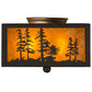 Meyda Lighting Tall Pines 15" 2-Light Oil Rubbed Bronze Flush Mount Light With Amber Mica Shade Glass