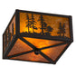 Meyda Lighting Tall Pines 15" 2-Light Oil Rubbed Bronze Flush Mount Light With Amber Mica Shade Glass