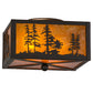 Meyda Lighting Tall Pines 15" 2-Light Oil Rubbed Bronze Flush Mount Light With Amber Mica Shade Glass
