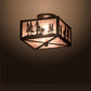 Meyda Lighting Tall Pines 15" 2-Light Oil Rubbed Bronze Flush Mount Light With Silver Mica Shade Glass