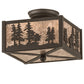 Meyda Lighting Tall Pines 15" 2-Light Oil Rubbed Bronze Flush Mount Light With Silver Mica Shade Glass