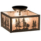 Meyda Lighting Tall Pines 15" 2-Light Oil Rubbed Bronze Flush Mount Light With Silver Mica Shade Glass