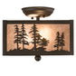 Meyda Lighting Tall Pines 15" 2-Light Oil Rubbed Bronze Flush Mount Light With Silver Mica Shade Glass