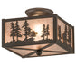 Meyda Lighting Tall Pines 15" 2-Light Oil Rubbed Bronze Flush Mount Light With Silver Mica Shade Glass