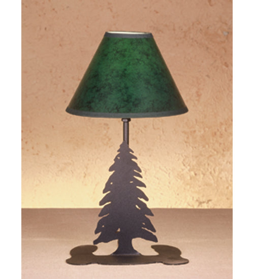 Meyda Lighting Tall Pines 15" Antique Copper Accent Table Lamp With Hunter Green Faux Leather Shade