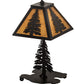 Meyda Lighting Tall Pines 15" Textured Black Mini Table Lamp With Honey Art Shade Glass