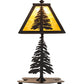 Meyda Lighting Tall Pines 15" Textured Black Mini Table Lamp With Honey Art Shade Glass