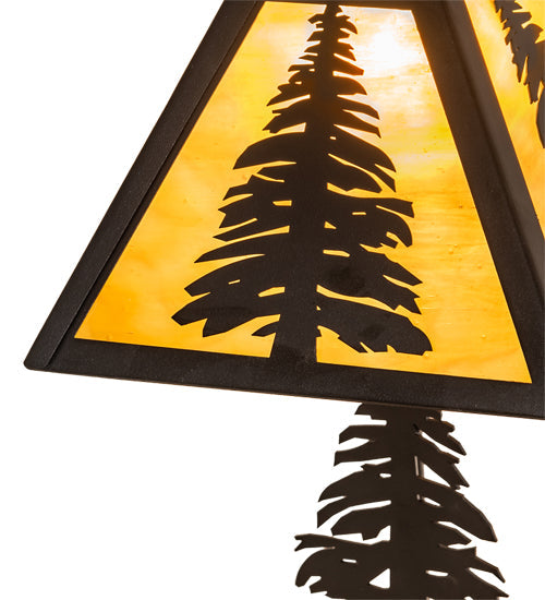 Meyda Lighting Tall Pines 15" Textured Black Mini Table Lamp With Honey Art Shade Glass