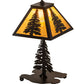 Meyda Lighting Tall Pines 15" Textured Black Mini Table Lamp With Honey Art Shade Glass