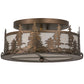 Meyda Lighting Tall Pines 16" 2-Light Antique Copper Flush Mount Light With Creme Carrare Acrylic Shade
