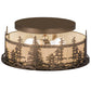 Meyda Lighting Tall Pines 16" 2-Light Antique Copper Flush Mount Light With Creme Carrare Acrylic Shade