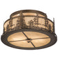 Meyda Lighting Tall Pines 16" 2-Light Antique Copper Flush Mount Light With Creme Carrare Acrylic Shade