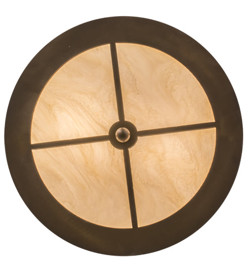 Meyda Lighting Tall Pines 16" 2-Light Antique Copper Flush Mount Light With Creme Carrare Acrylic Shade