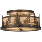 Meyda Lighting Tall Pines 16" 2-Light Antique Copper Flush Mount Light With Creme Carrare Acrylic Shade