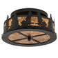 Meyda Lighting Tall Pines 16" 2-Light Black Satin Wrought Iron Flush Mount Light With Amber Mica Shade Glass