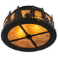Meyda Lighting Tall Pines 16" 2-Light Black Satin Wrought Iron Flush Mount Light With Amber Mica Shade Glass