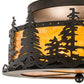 Meyda Lighting Tall Pines 16" 2-Light Black Satin Wrought Iron Flush Mount Light With Amber Mica Shade Glass