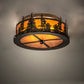 Meyda Lighting Tall Pines 16" 2-Light Burnished Antique Copper Flush Mount Light With Amber Mica Shade Glass