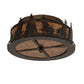 Meyda Lighting Tall Pines 16" 2-Light Burnished Antique Copper Flush Mount Light With Amber Mica Shade Glass