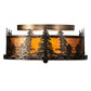 Meyda Lighting Tall Pines 16" 2-Light Burnished Antique Copper Flush Mount Light With Amber Mica Shade Glass