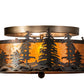 Meyda Lighting Tall Pines 16" 2-Light Burnished Antique Copper Flush Mount Light With Amber Mica Shade Glass