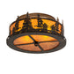 Meyda Lighting Tall Pines 16" 2-Light Burnished Antique Copper Flush Mount Light With Amber Mica Shade Glass