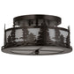 Meyda Lighting Tall Pines 16" 2-Light Exterior Oil Rubbed Bronze Flush Mount Light With White Statuario Acrylic Shade Glass