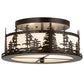 Meyda Lighting Tall Pines 16" 2-Light Exterior Oil Rubbed Bronze Flush Mount Light With White Statuario Acrylic Shade Glass