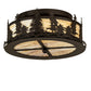 Meyda Lighting Tall Pines 16" 2-Light Oil Rubbed Bronze Flush Mount Light With Beige Art Shade Glass